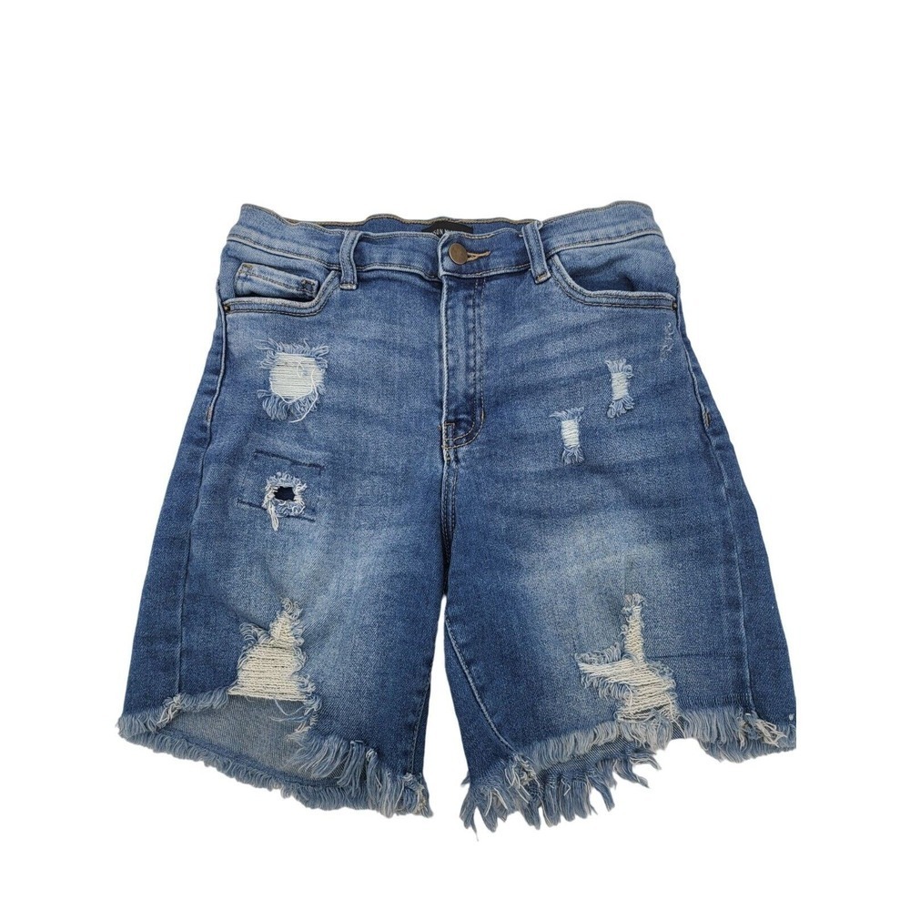 Poison‎ Mushroom High Rise Shorts Small Womens Distressed Raw Hem Medium Wash